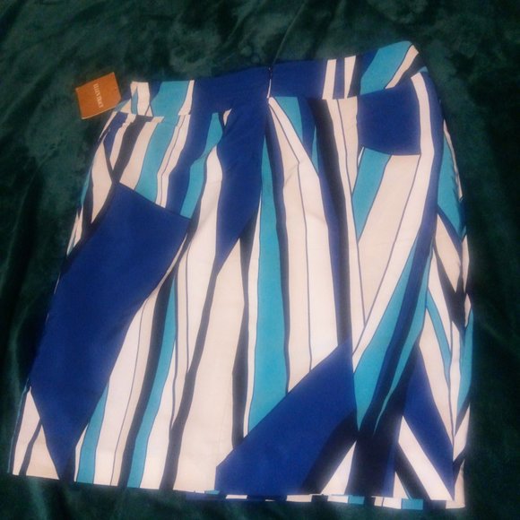 NWT Ellen Tracy Geometric Print Faux Wrap Mulitcolored Skirt Sz 12 - Picture 5 of 11